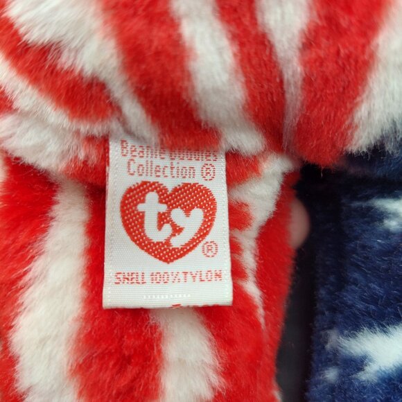 Vintage 1999 Spangle Patriotic PLUSH Bear Beanie Buddies USA Flag Retired TY 13" - Picture 4 of 5